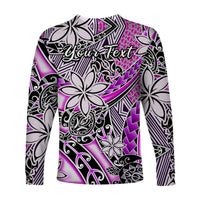 (Custom Personalised) Hawaii Long Sleeve Shirt Tribal Plumeria With Polynesian Turtle Ver.02 LT14 - Polynesian Pride