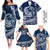 Hawaii Family Matching Outfits Polynesian Plumeria Off Shoulder Long Sleeve Dress And Shirt Family Set Clothes Ride The Waves - Blue LT7 Blue - Polynesian Pride