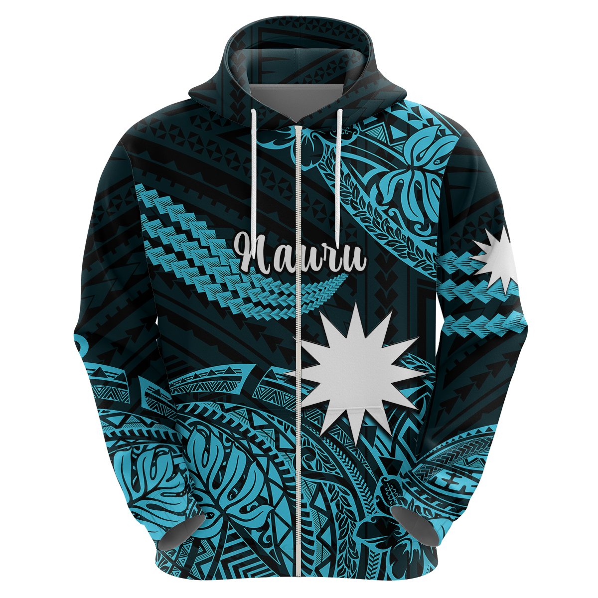 Custom Nauru Polynesian Hoodie Hibiscus Naoero Turquoise LT14 - Polynesian Pride