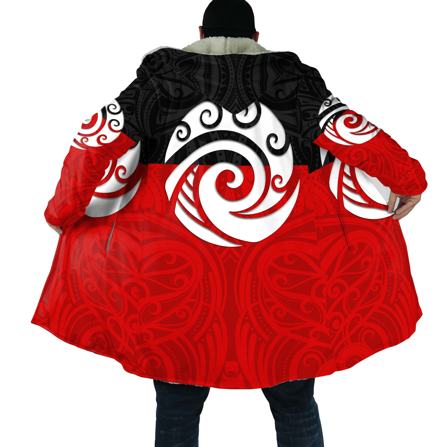 Aotearoa Flag Koru New Zealand Pride Cloak Unisex Red - Polynesian Pride