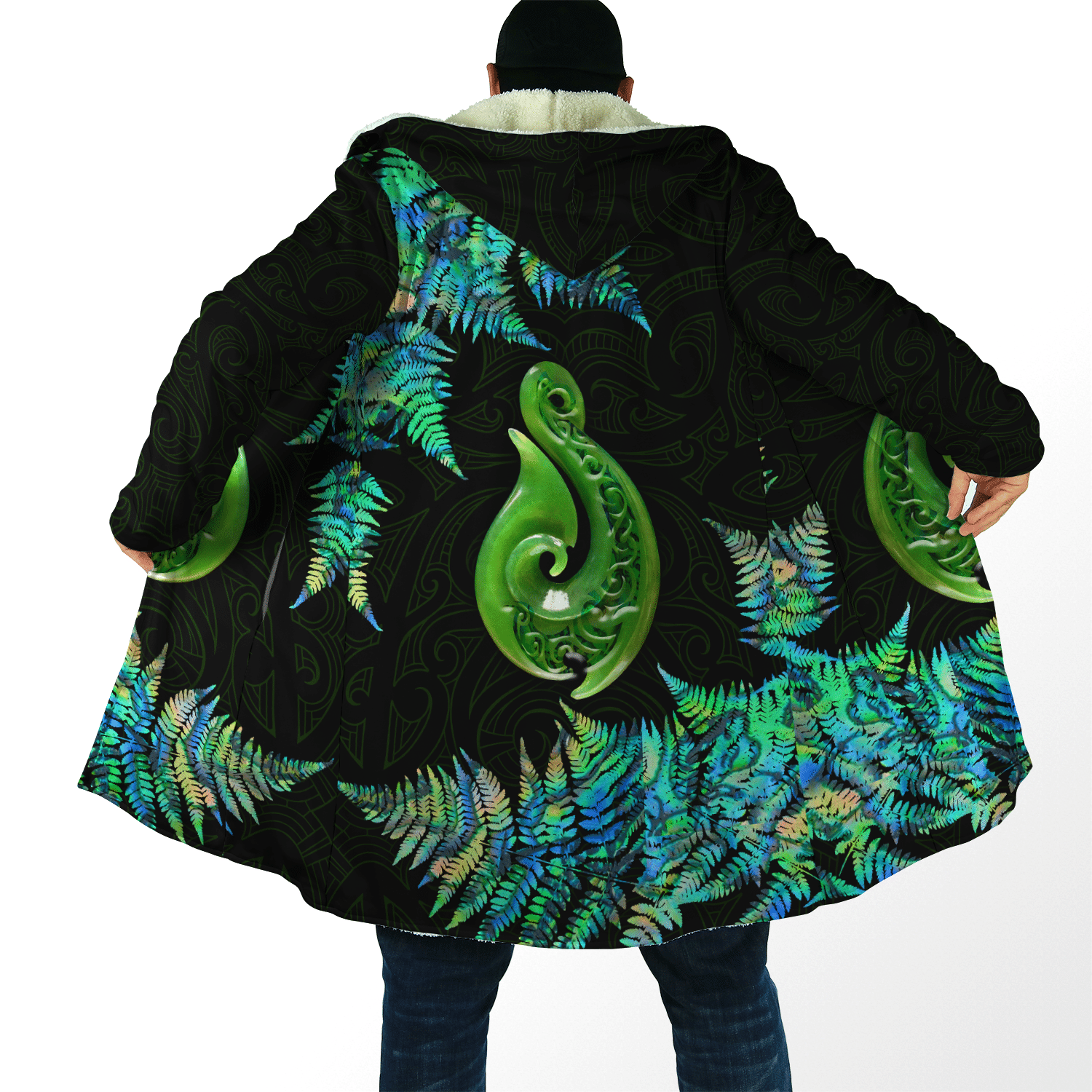 Aotearoa New Zealand Geen Maori Manaia Paua Shell Cloak Unisex Art - Polynesian Pride