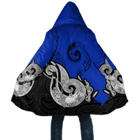 Personalized New Zealand Aotearoa Fish Hook Blue Unisex Cloak - Polynesian Pride