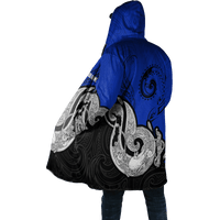 Personalized New Zealand Aotearoa Fish Hook Blue Unisex Cloak - Polynesian Pride