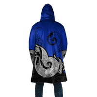 Personalized New Zealand Aotearoa Fish Hook Blue Unisex Cloak - Polynesian Pride
