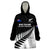 New Zealand Silver Fern Rugby Wearable Blanket Hoodie All Black 2023 Go Champions Maori Pattern LT14