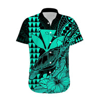 Kakau Polynesian Tribal Hawaiian Turtle with Kanaka Maoli Turquoise Hawaiian Shirt LT9 - Polynesian Pride