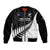 New Zealand Silver Fern Rugby Sleeve Zip Bomber Jacket All Black 2023 Go Champions Maori Pattern LT14