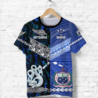 Samoa And New Zealand T Shirt Together Blue LT8 - Polynesian Pride