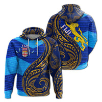 Fiji Hoodie Flags Color With Gold Polynesian Pattern LT20 Unisex Blue - Polynesian Pride