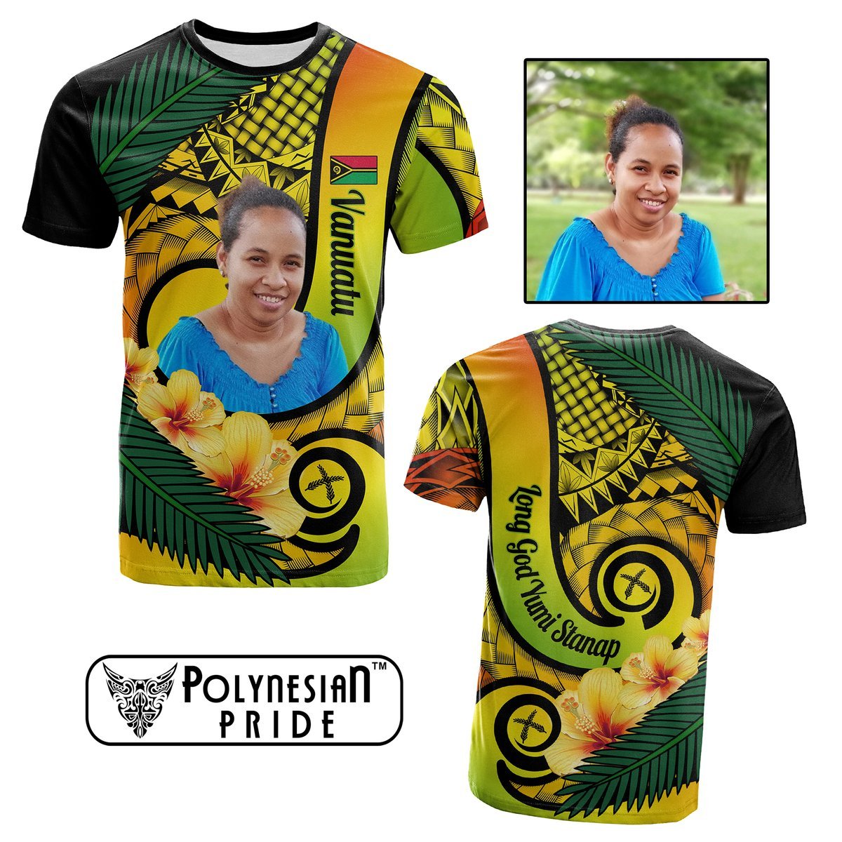 Custom Photo Vanuatu Indipendens Dei T Shirt Provinces Flag Long God Yumi Stanap CTM14 Reggae - Polynesian Pride