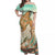 Hawaii Off Shoulder Long Dress Polynesian Shark And Sea Turtle Dreamy Turquoise Artsy LT14