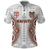 Fiji Kaiviti Tapa Pattern Polo Shirt LT12 Unisex White - Polynesian Pride