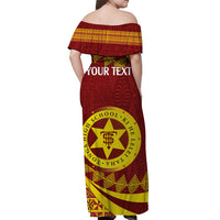 Personalised Tonga High School Off Shoulder Maxi Dress Happy 77 Years Anniversary LT14 - Polynesian Pride