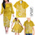 Hawaii Family Matching Outfits Polynesia Off Shoulder Long Sleeve Dress And Shirt Family Set Clothes Plumeria Yellow Curves LT7 Yellow - Polynesian Pride