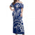 Polynesian Pride Off Shoulder Long Dress Polynesia Tribal Royal Blue LT14 Women Blue - Polynesian Pride