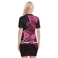 Breast Cancer Pink Ribbon Butterfly Polynesian Black Version Polo Dress - LT12 - Polynesian Pride