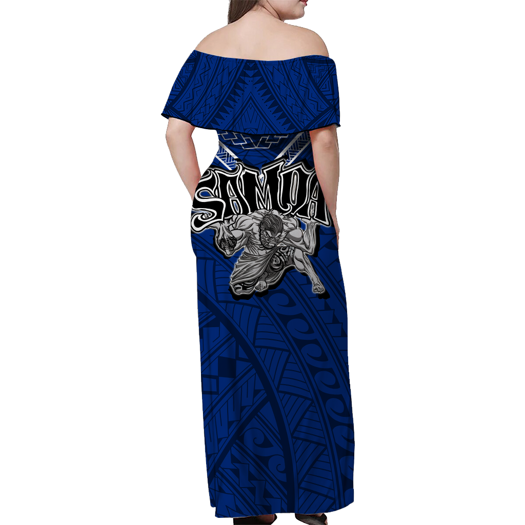 (Custom Personalised) Toa Samoa Rugby Off Shoulder Long Dress - Samoan Warrior Pride - LT12 - Polynesian Pride