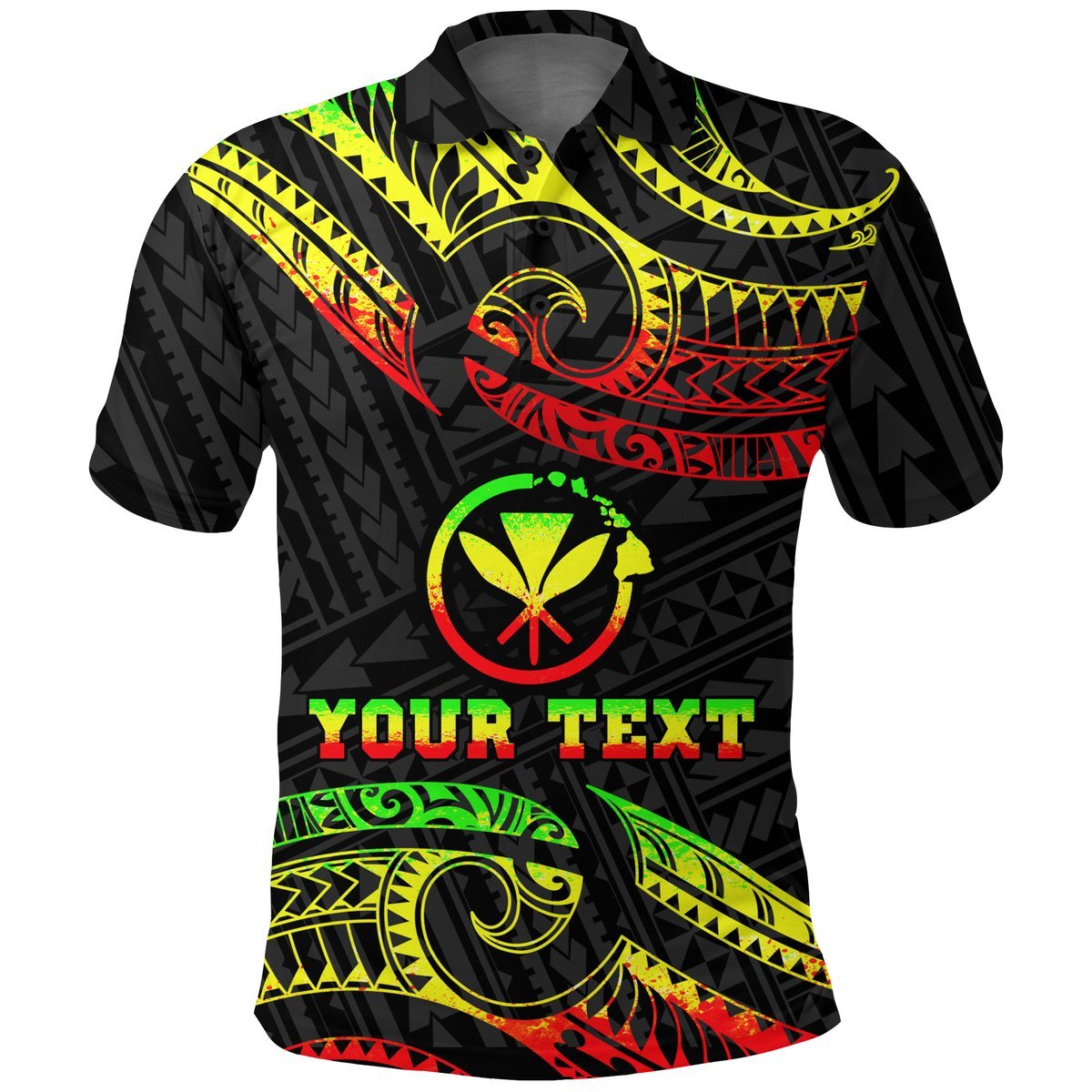 Custom Hawaii Polo Shirt Tribal Pattern Reggae LT12 Unisex Black - Polynesian Pride