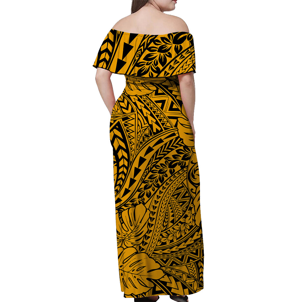 Matching Hawaiian Outfits For Couples Polynesian Tribal Art Gold LT14 - Polynesian Pride