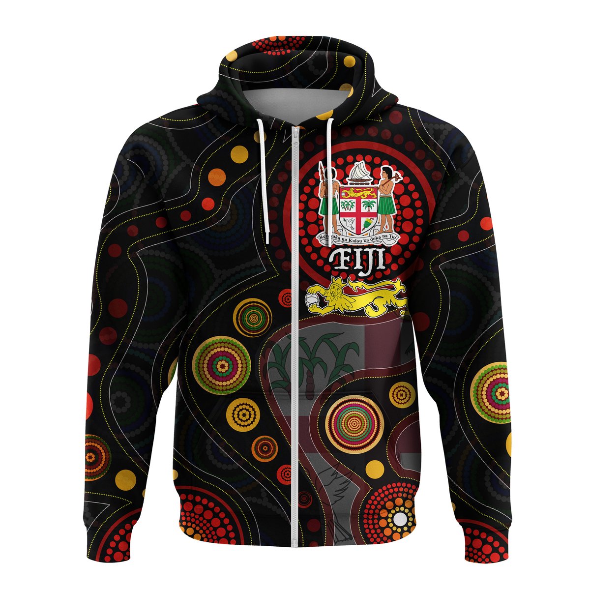 Fiji With Aboriginal Zip up Hoodie LT20 Unisex Green - Polynesian Pride