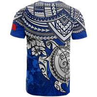 Tonga T Shirt Tonga Tonga Coat of Arms Turtle Hibiscus Blue - Polynesian Pride