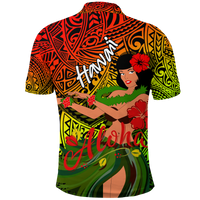 Hawaii Hula Girl Reggae Polo Shirt LT2 - Polynesian Pride