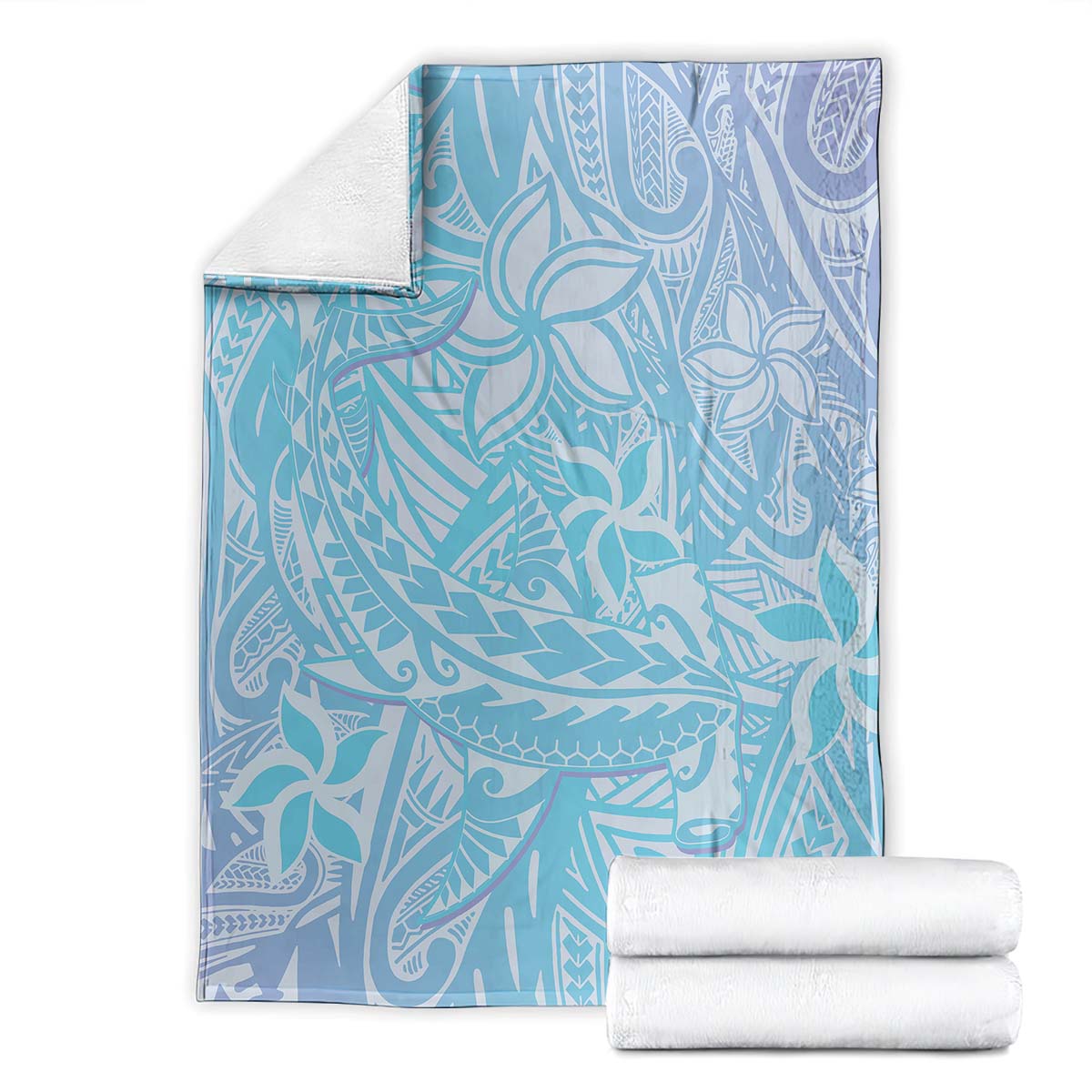 Baby Blue Gradient Polynesia Blanket Hawaiian Tribal Hammerhead Shark Tattoo LT14 - Polynesian Pride