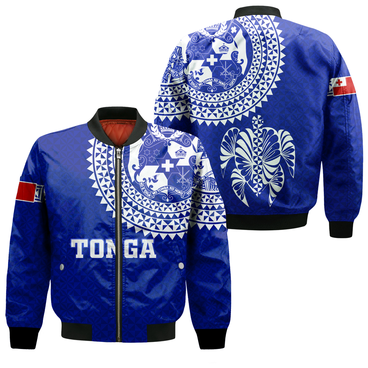 Tonga Bomber Jacket Tongan Blue Turtle - LT12 Bomber Jacket Blue - Polynesian Pride