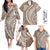 Hawaii Family Matching Outfits Polynesian Pride Off Shoulder Long Sleeve Dress And Shirt Family Set Clothes Turtle Hibiscus Luxury Style - Beige LT7 Beige - Polynesian Pride