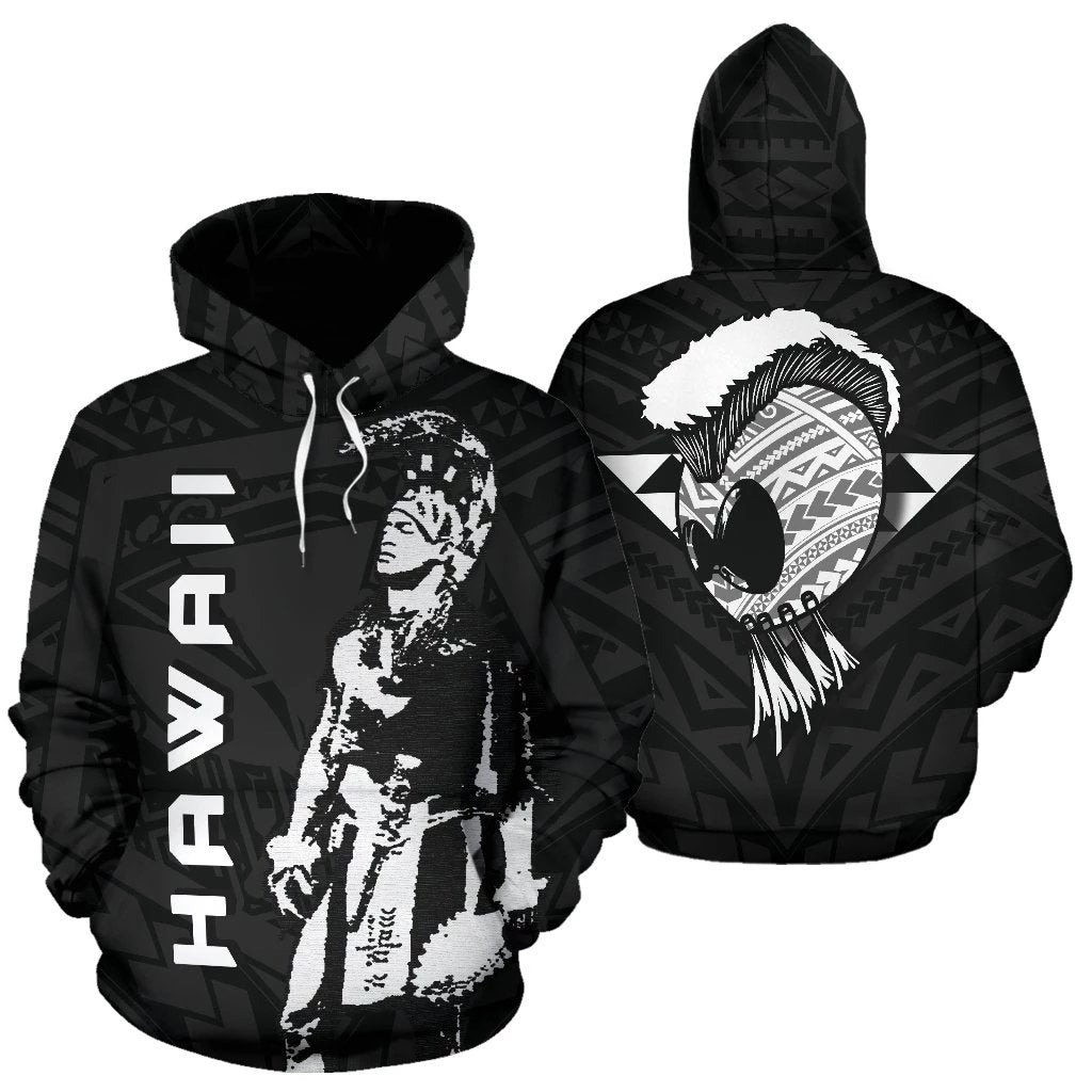 Hawaii Helmet Polynesian Kanaka Warrior Hoodie Pullover Hoodie Black - Polynesian Pride