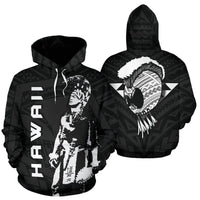Hawaii Helmet Polynesian Kanaka Warrior Hoodie Pullover Hoodie Black - Polynesian Pride