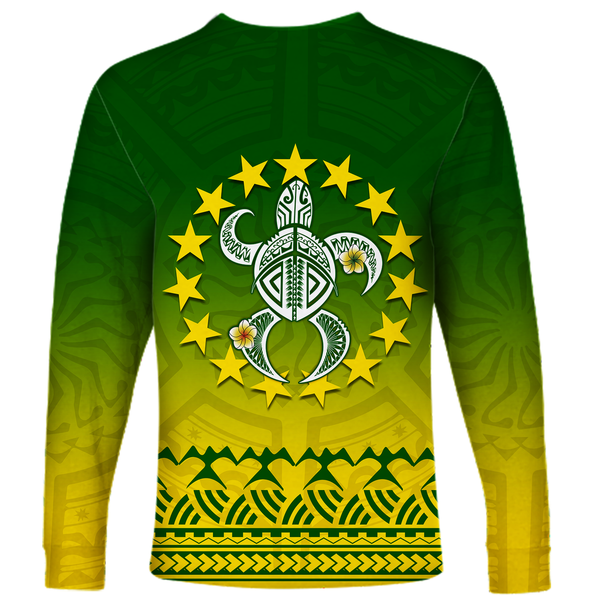 Cook Islands Turtle With Tribal Long Sleeve Shirt - LT12 - Polynesian Pride