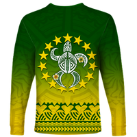 Cook Islands Turtle With Tribal Long Sleeve Shirt - LT12 - Polynesian Pride