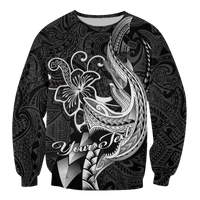 (Custom Personalised) Polynesian Shark Tattoo Hawaii Tribal Sweatshirt - LT12 Unisex Black - Polynesian Pride