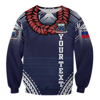 (Custom Personalised) Samoan Ula Fala Art Sweatshirt - LT12 Unisex Blue - Polynesian Pride