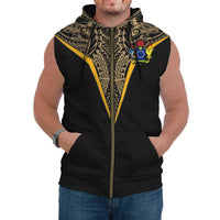 Cook Islands Sleeveless Hoodie (Womens/Mens) Zipper Sleeveless Hoodie Black - Polynesian Pride