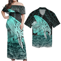 Matching Couple Hawaiian Outfits Dress and Hawaiian Shirt Hawaii Hibiscus Wale Polynesian RLT14 No Dress - Polynesian Pride