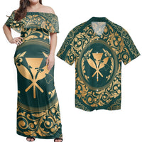 Hawaii Couple Outfits Matching Dress and Hawaiian Shirt Hawaii Map Classic Floral Green RLT14 No Dress - Polynesian Pride