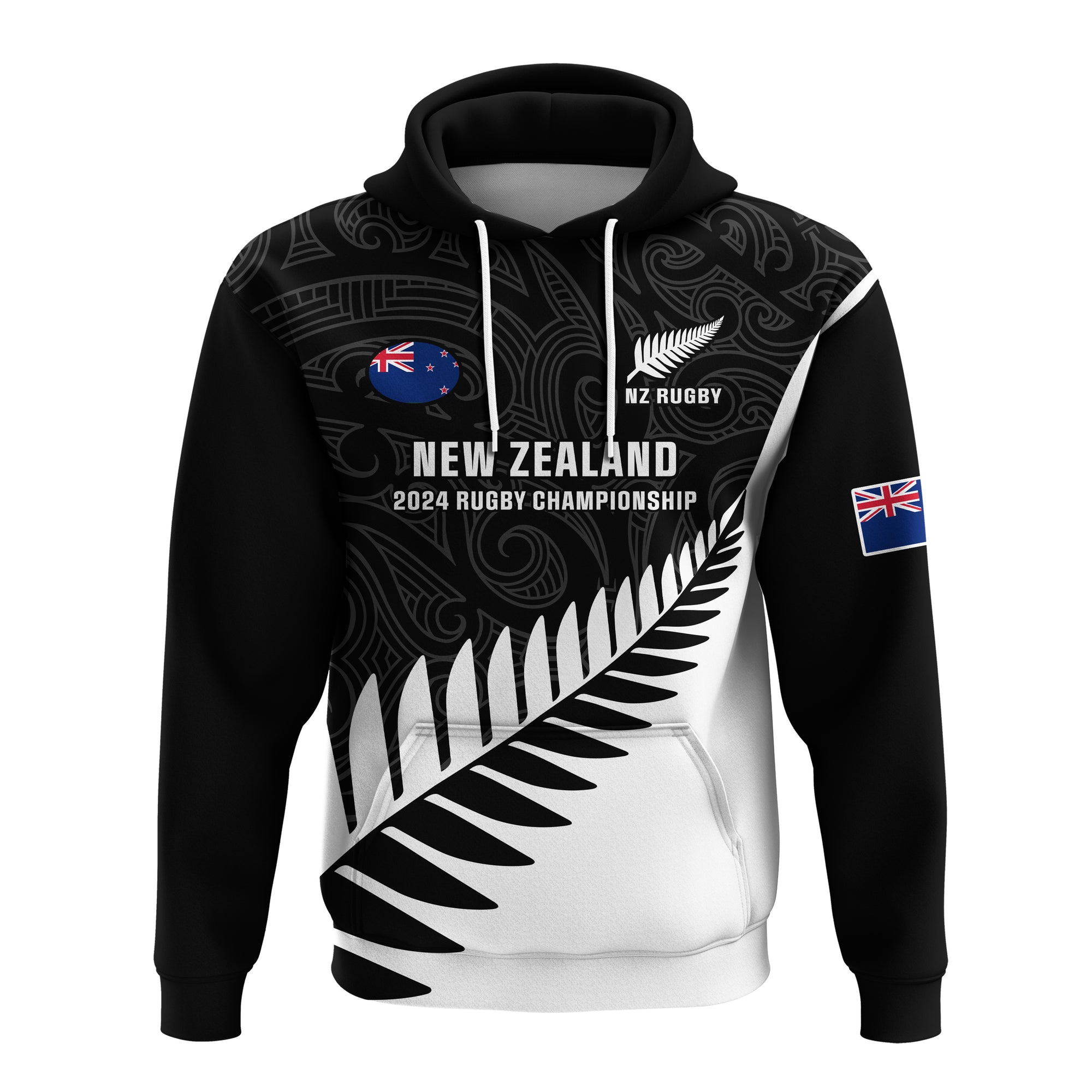 Custom New Zealand Silver Fern Rugby Hoodie All Black 2023 Go Champions Maori Pattern LT14