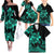 Polynesian Matching Outfit For Family Plumeria Flowers Off Shoulder Long Sleeve Dress Hawaiian Shirt Polynesian Tribal Aqua Vibe LT9 - Polynesian Pride