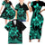 Polynesian Matching Outfit For Family Plumeria Flowers Bodycon Dress Hawaiian Shirt Polynesian Tribal Aqua Vibe LT9 - Polynesian Pride