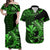 Polynesian Matching Dress and Hawaiian Shirt Hawaii Kakau Kanaka with Tribal Hammerhead Shark Green LT14 Green - Polynesian Pride