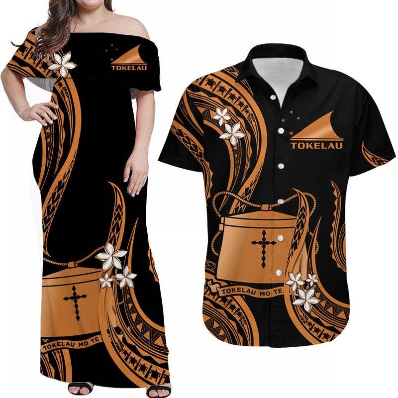 Tokelau Matching Dress and Hawaiian Shirt Tokelauan Tatau with Badge Gold LT14 Gold - Polynesian Pride