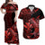 Polynesian Matching Dress and Hawaiian Shirt Hawaii Kakau Kanaka with Tribal Hammerhead Shark Red LT14 Red - Polynesian Pride