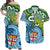 Personalised Australia And Polynesian Matching Hawaiian Shirt and Dress Aboriginal Mix Fijian Tapa Unique LT14 Green - Polynesian Pride