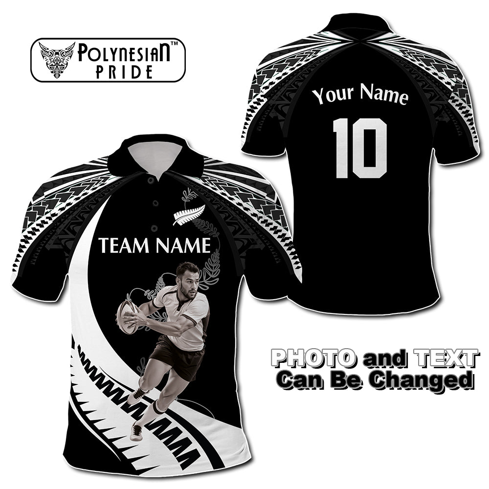 Custom Photo New Zealand Rugby-Aotearoa Polo Shirt Armour Blacks Silver Ferns CTM03 Multicolor - tartan-scottish