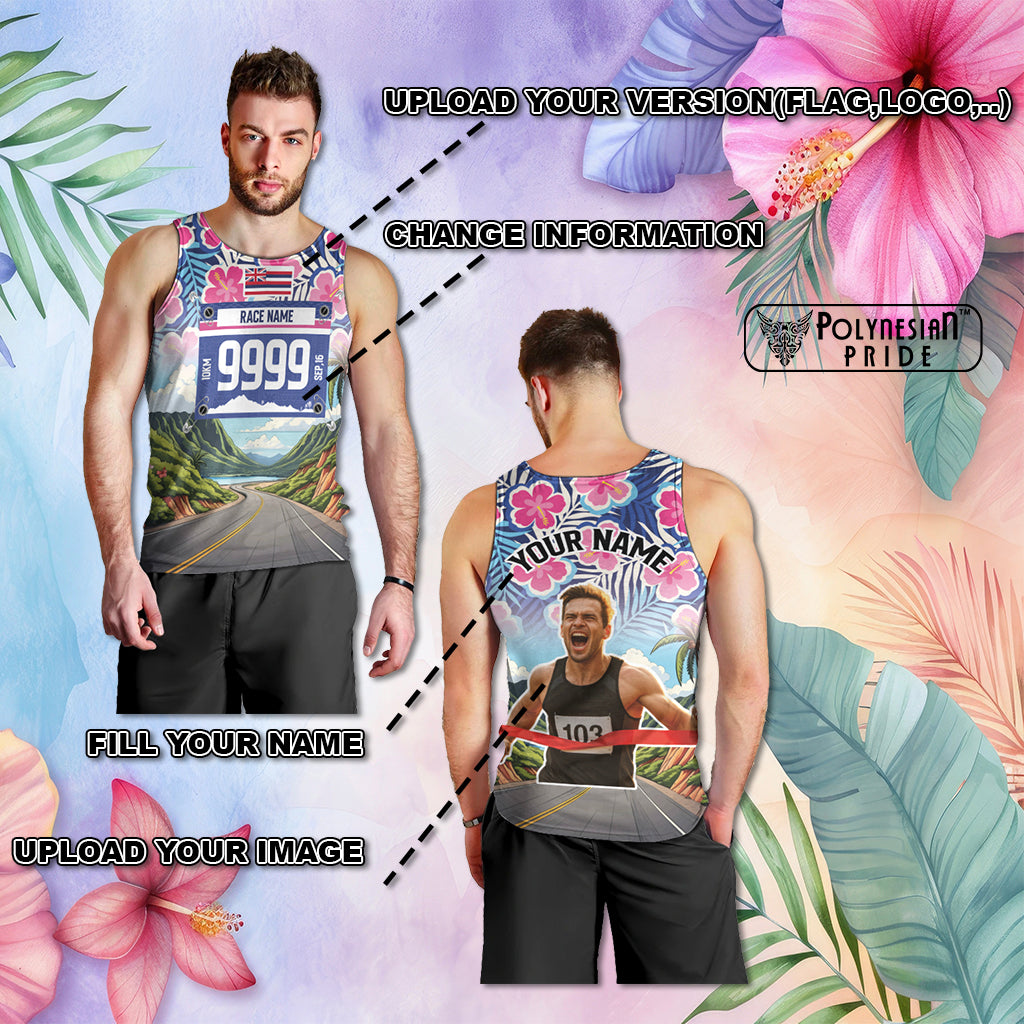 Custom Race Bib and Photo Marathon Nature and Tropical Style Men Tank Top CTM03 Multicolor - tartan-scottish