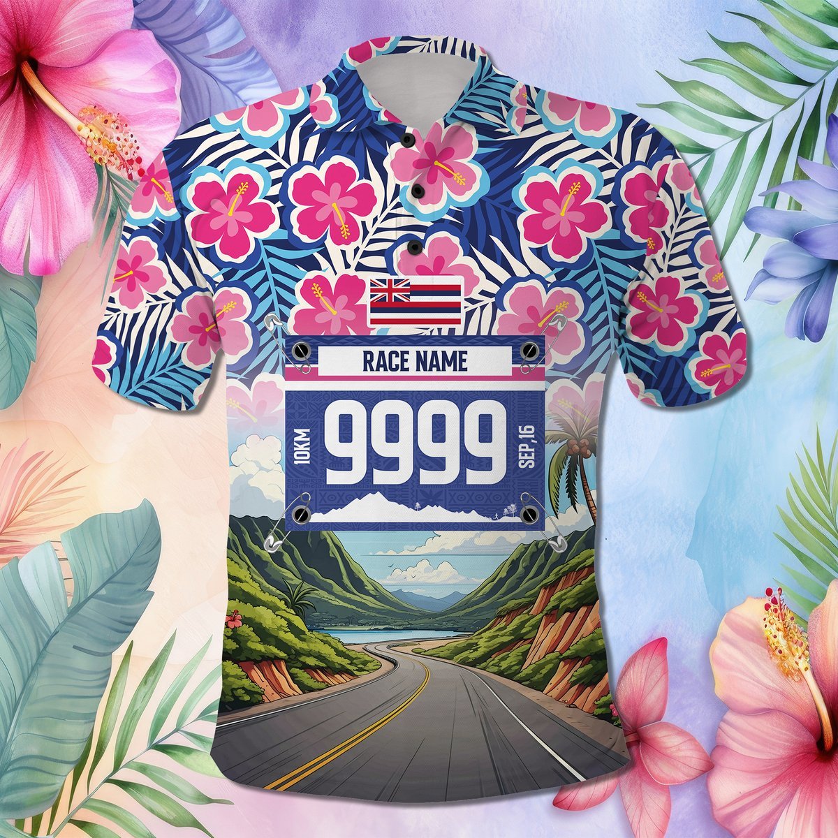 Custom Race Bib and Photo Marathon Nature and Tropical Style Polo Shirt CTM03 - tartan-scottish