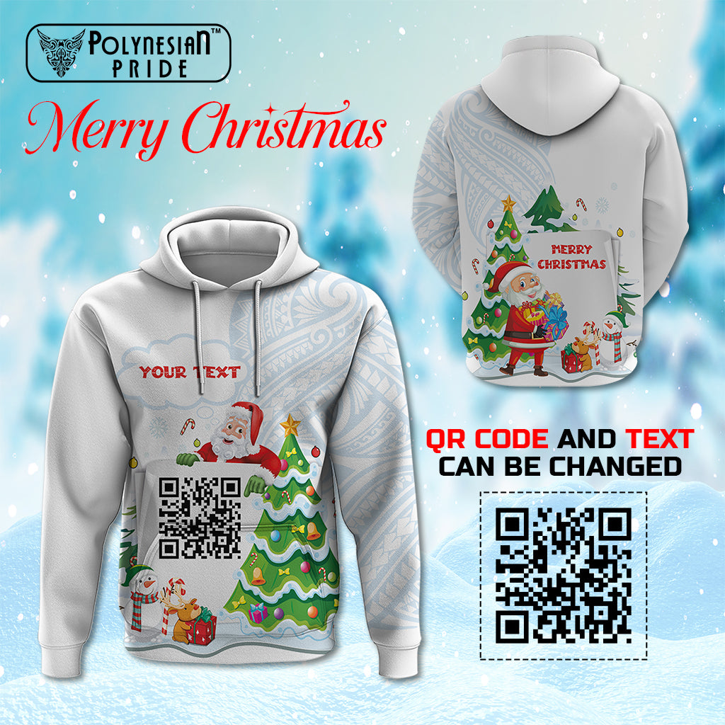Custom QR Code Polynesian Christmas Hoodie Funny Santa Claus and Xmas Style CTM03 Multicolor - Polynesian Pride