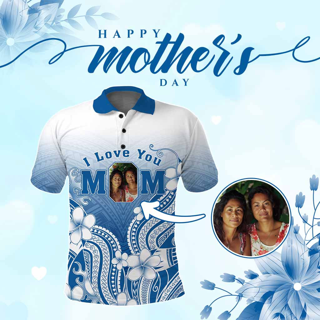 Custom Photo I Love You Mom Polo Shirt Mother's Day Polynesian Pattern CTM05 Multicolor - Polynesian Pride